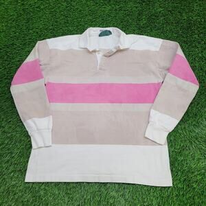 Vintage 90s American Eagle Rugby Polo Shirt Large 22x27 Pink Beige
